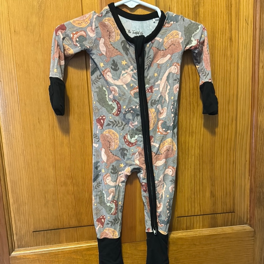 Bamboo Dino and mushroom baby sleeper Newborn